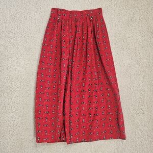 Vintage Christmas Skirt Midi Equestrian Horse Corduroy Bryn Connelly Red Size 10